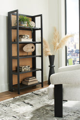 Prime Furniture - Ashley Furniture - Abyard Bookcase - Bookcase / Black/Natural - A4000574